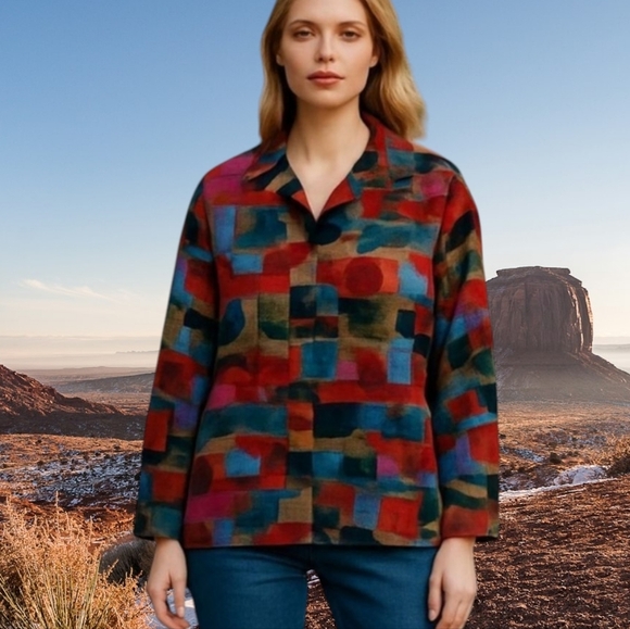 Coastal Cowgirl Tapestry jacket Dopamine bohemian festival color block  Sz XL - Picture 1 of 10